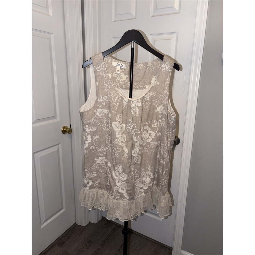 Vintage 90s Krazy Kat Boho Floral Embroidered Top Cottagecore L Lagenlook EUC